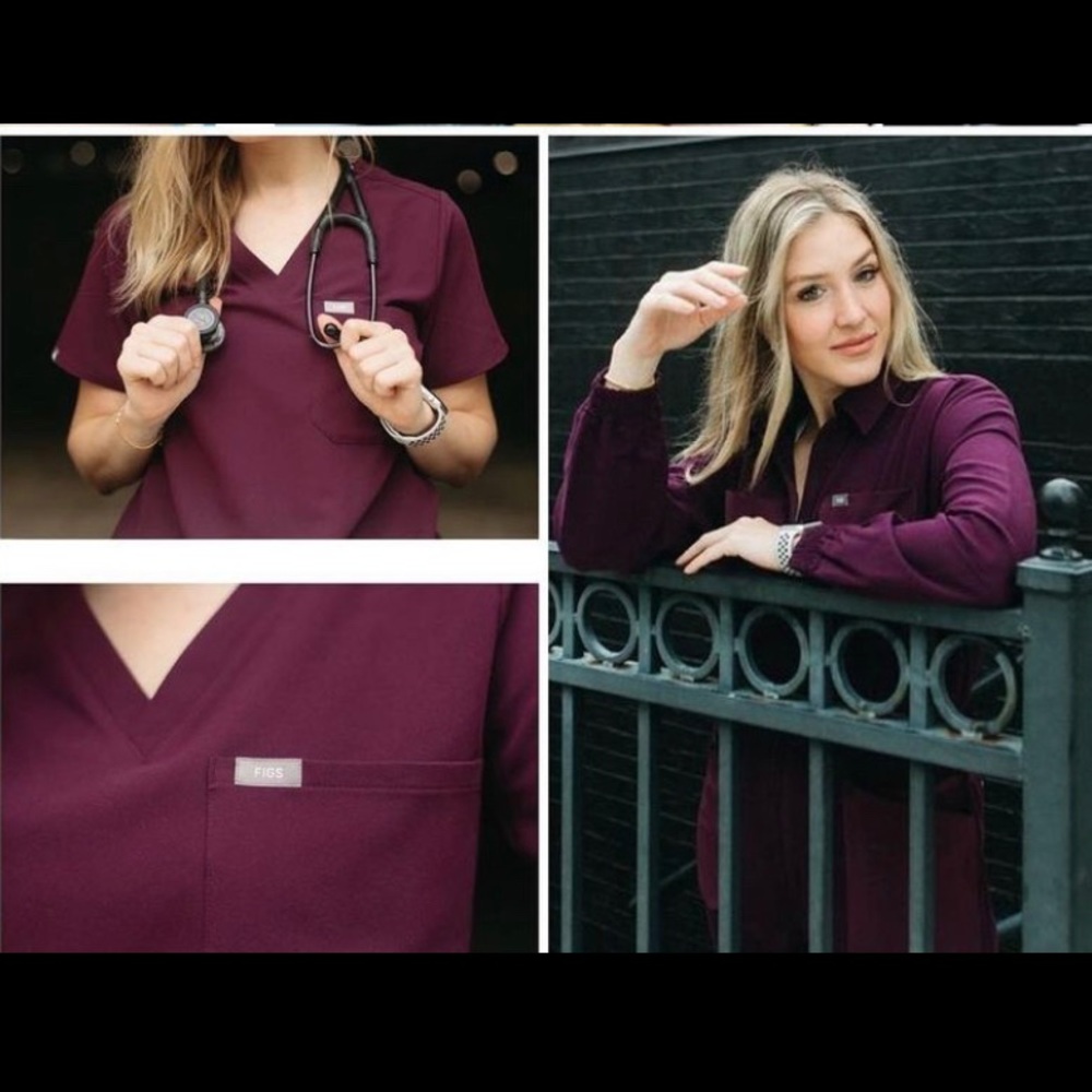 Figs Deep Purple Catrina- One Pocket Scrub Top